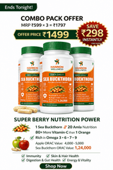Sea Buckthorn Capsules – Pure Berry Extract (Combo Pack of 3 Bottles)