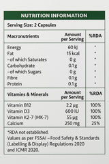Hannon Wellness Vitamin-B12 with D3, K2 & Calcium – 4-in-1 Plant-Based Nutraceutical ( Pack of 3 )