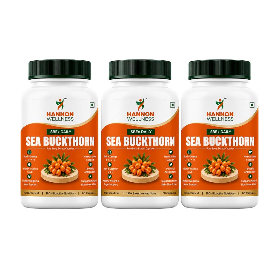 Sea Buckthorn Capsules – Pure Berry Extract (Combo Pack of 3 Bottles)