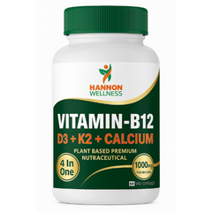 Hannon Wellness Vitamin-B12 with D3, K2 & Calcium – 4-in-1 Plant-Based Nutraceutical