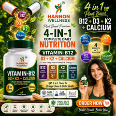 Vitamin-B12 with D3, K2 & Calcium – 4-in-1 Plant-Based Nutraceutical